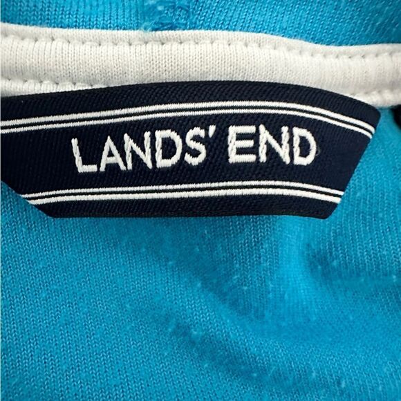 Lands End boy/girl cover-up/robe turquoise with white trim size 5-6 - Picture 4 of 5